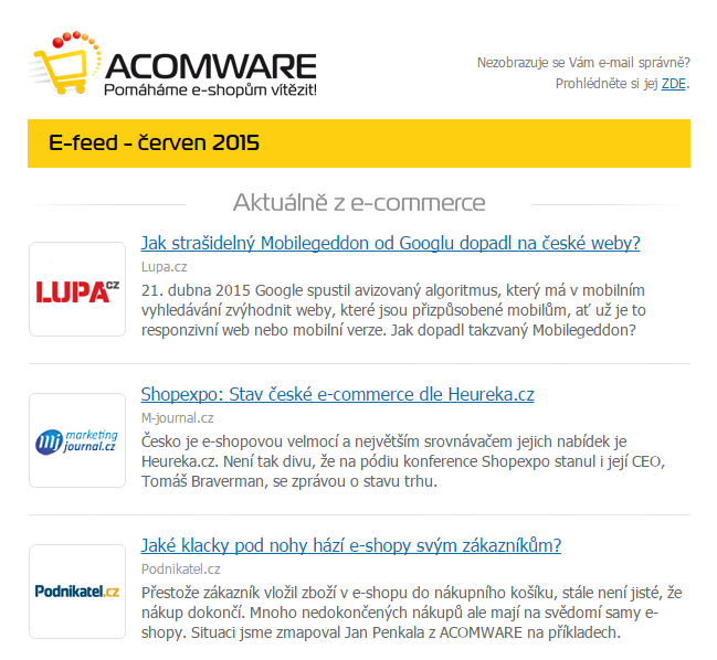E-feed (červen 2015) – následky Mobilegeddonu nebo inzerce na vlastní brand v PPC