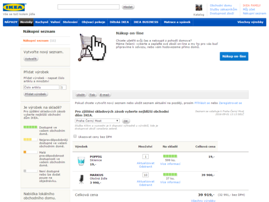 Nákupní seznam IKEA