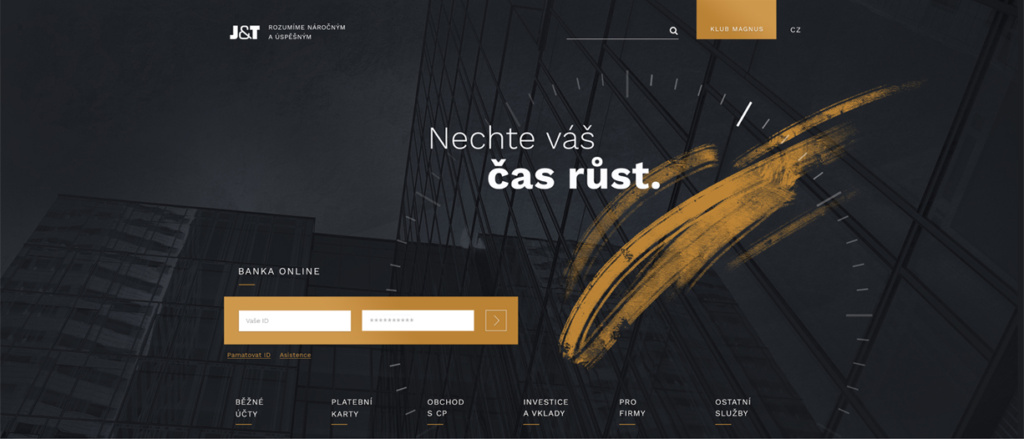 Ukázka našeho návrhu redesignu webu J&T Banky.
