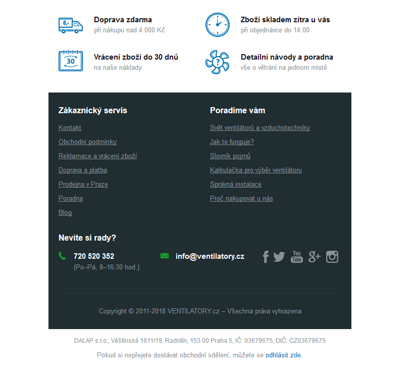 Paticka newsletteru ukazka designu
